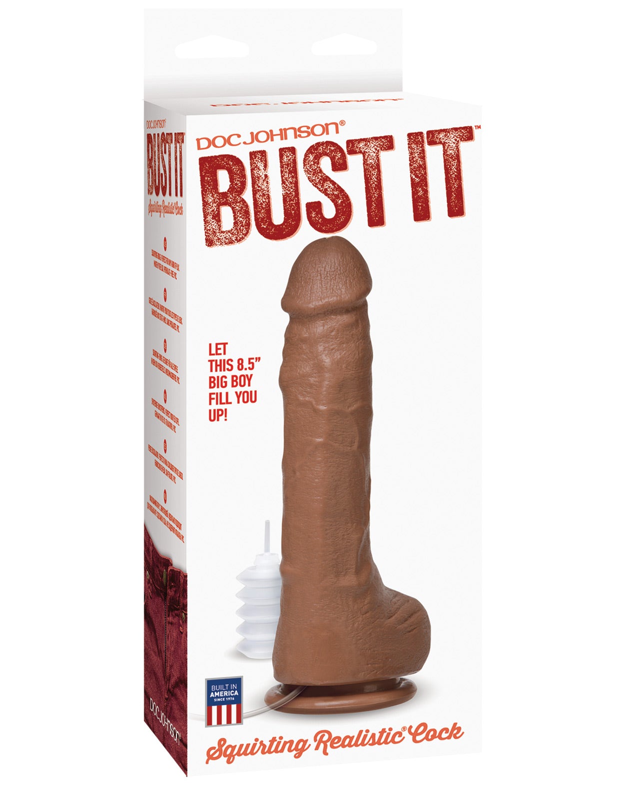 Bust It Squirting Realistic Cock W-1 Oz Nut Butter - Brown - LUST Depot