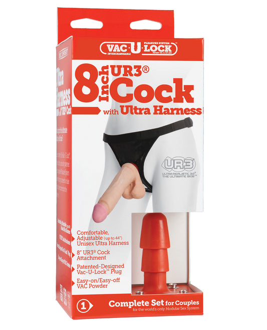 Ultra Harness 2 W-8" Ultraskyn Cock - White - LUST Depot
