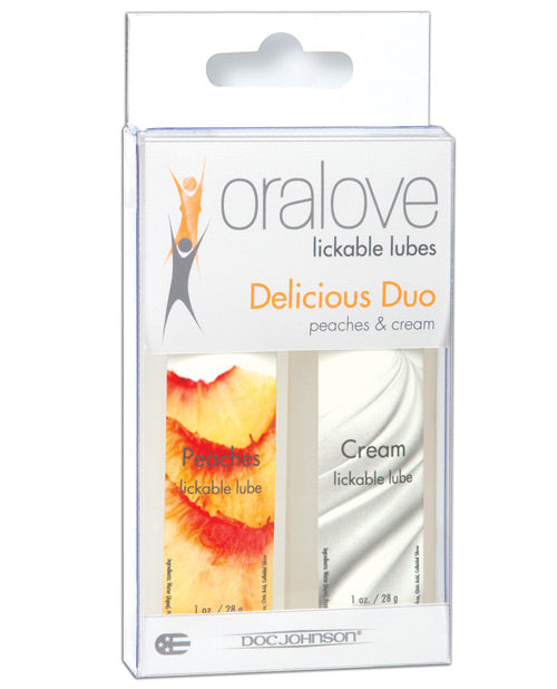 Oralove Delicious Duo Flavored Lube - Peaches & Cream - LUST Depot
