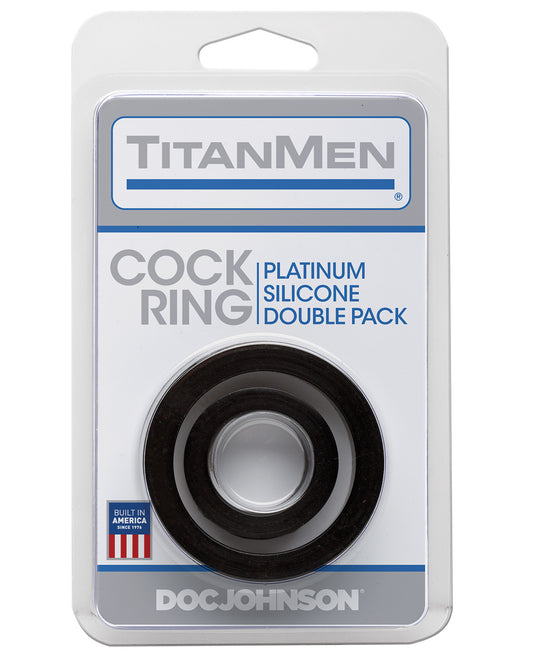 Titanmen Platinum Silicone Cock Ring - Black Pack Of 2 - LUST Depot