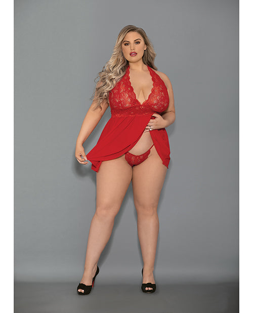 Euphoria Shorty Babydoll & Open Panty Red Qn - LUST Depot