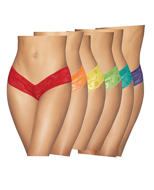 6 Pc Low Rise Neon Pride Panty Pack Asst. Colors O-s - LUST Depot