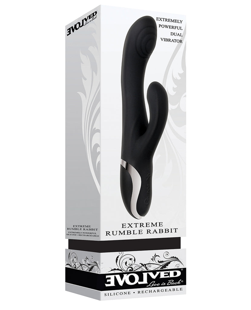 Evolved Extreme Rumble Rabbit Dual Stim Rechargeable - Black - LUST Depot