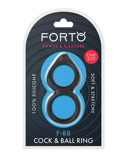 Forto F-88 Double Ring Liquid Silicone Cock Ring - Black - LUST Depot