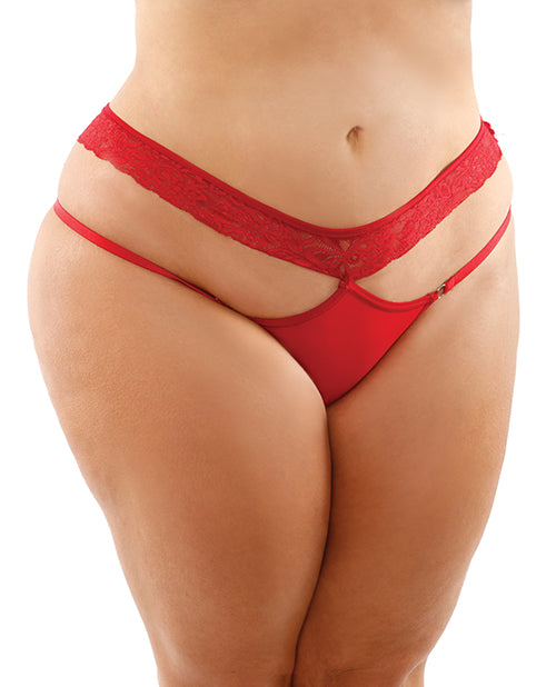 Bottoms Up Ren Microfiber Bikini Panty W/lace Waist Red Qn - LUST Depot