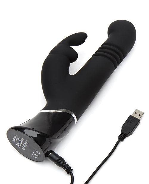 Fifty Shades Of Grey Greedy Girl Rechargeable Thrusting G Spot Rabbit Vibrator - Black - LUST Depot