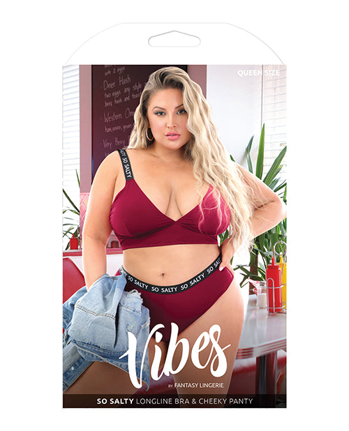 Vibes So Salty Long Line Bra & Cheeky Panty Berry Bliss Qn - LUST Depot
