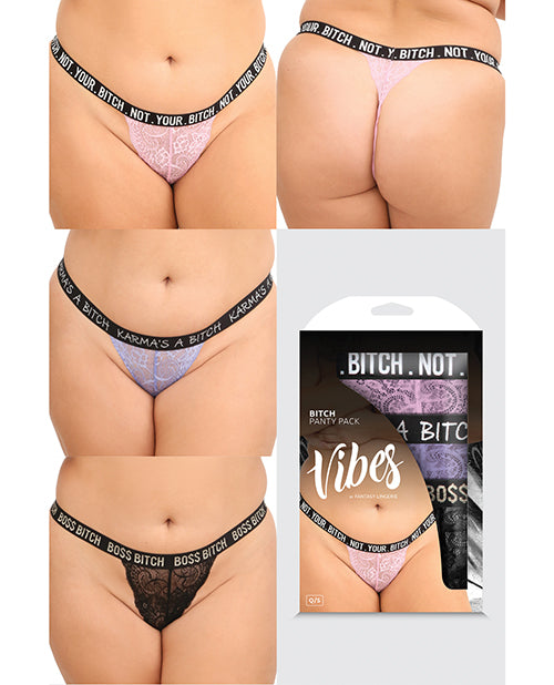 Vibes Bitch 3 Pack Lace Panty Assorted Colors Qn - LUST Depot