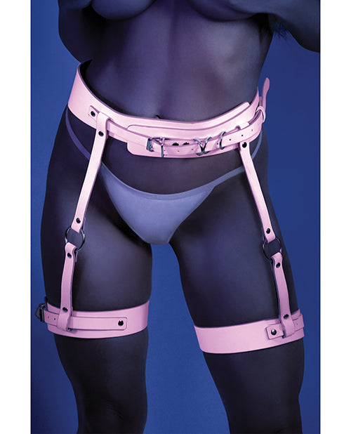 Glow Strapped In Glow In The Dark Leg Harness Light Pink O-s - LUST Depot