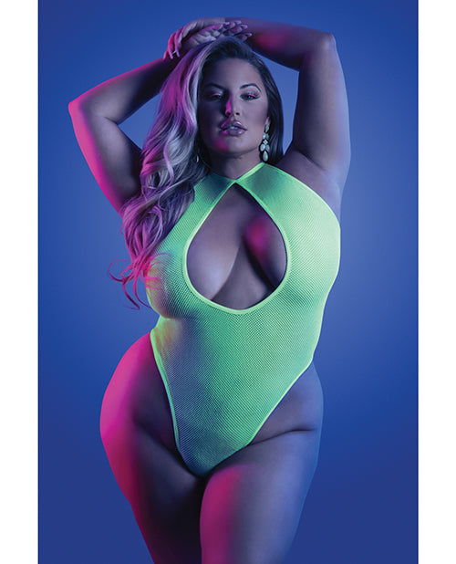 Glow Nocturnal Halter Teddy Neon Chartreuse Qn - LUST Depot