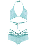 Spring Forget Me Not Bralette & Caged Shortie Aqua 1x-2x - LUST Depot