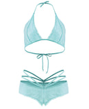 Spring Forget Me Not Bralette & Caged Shortie Aqua 1x-2x - LUST Depot
