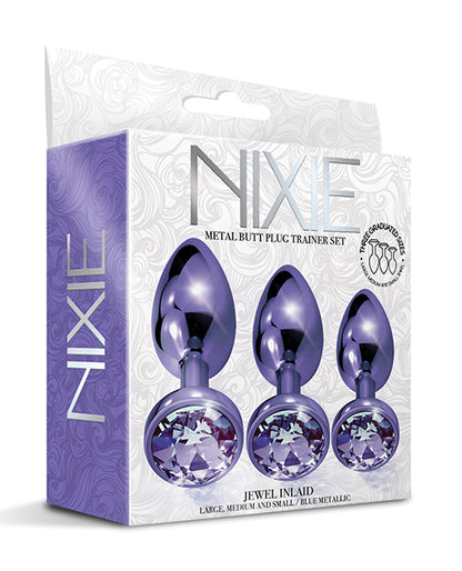 Nixie Metal Butt Plug Trainer Set W-inlaid Jewel - Purple Metallic - LUST Depot