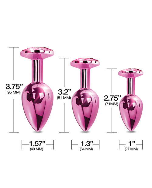 Nixie Metal Butt Plug Trainer Set W-inlaid Jewel - Pink Metallic - LUST Depot