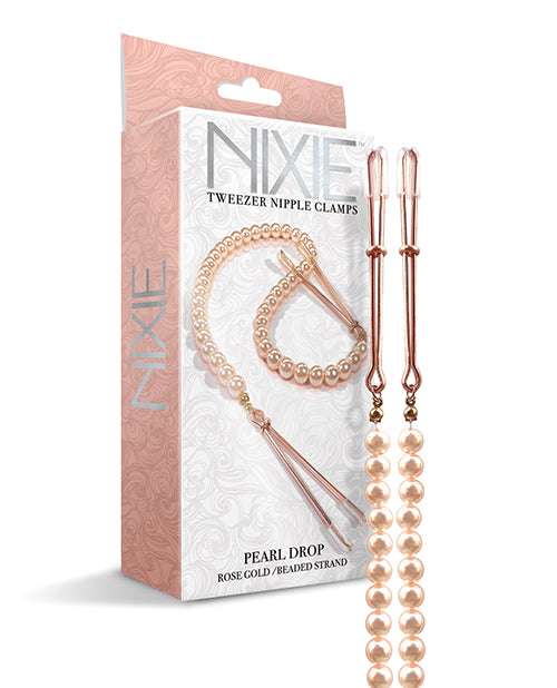 Nixie Pearl Drop Tweezer Nipple Clamps - Rose Gold - LUST Depot