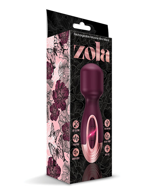 Zola Rechargeable Silicone Mini Wand - Burgundy-rose Gold - LUST Depot