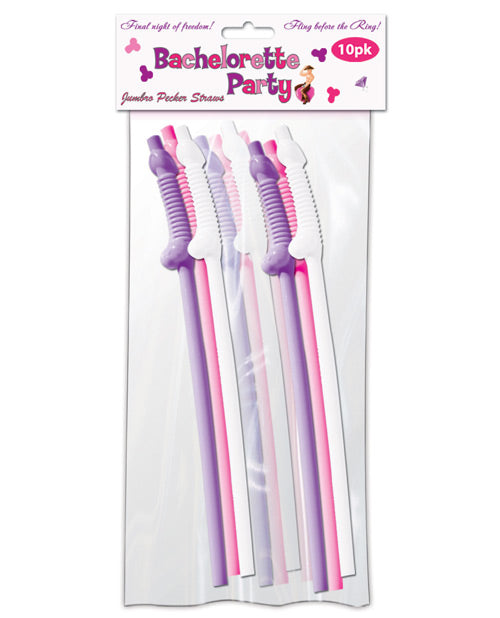 Bachelorette Party Pecker Sipping Straws - Assorted Colors Pack Of 10 - LUST Depot