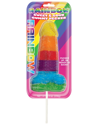 Rainbow Sweet & Sour Jumbo Gummy Cock Pop - LUST Depot