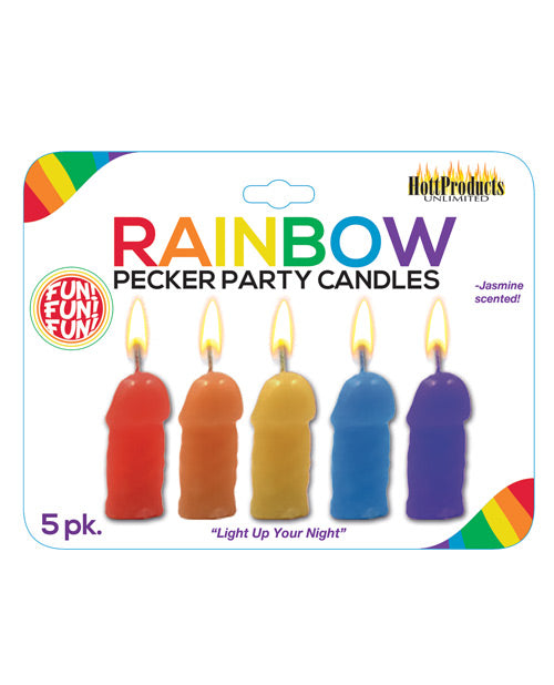 Rainbow Pecker Party Candles - Asst. Colors Pack Of 5 - LUST Depot