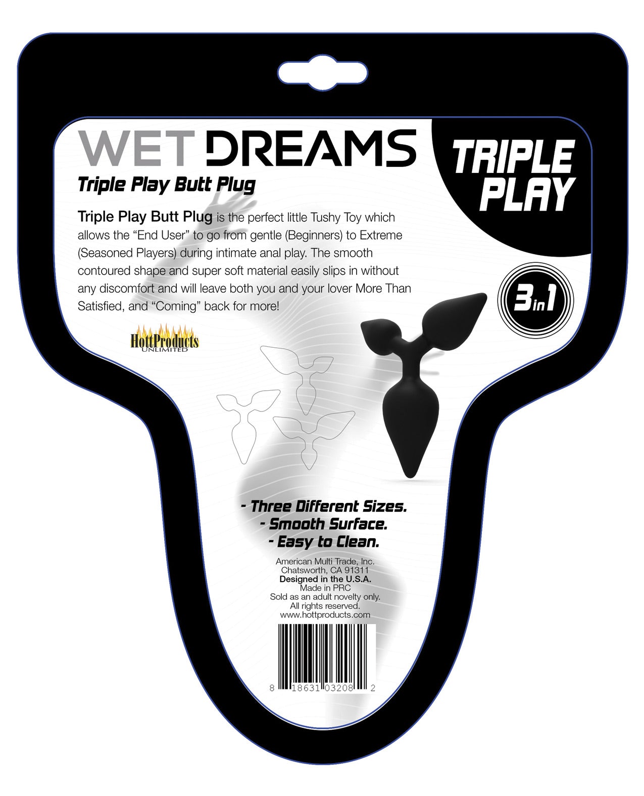 Wet Dreams Triple Play Anal Plug - Black - LUST Depot
