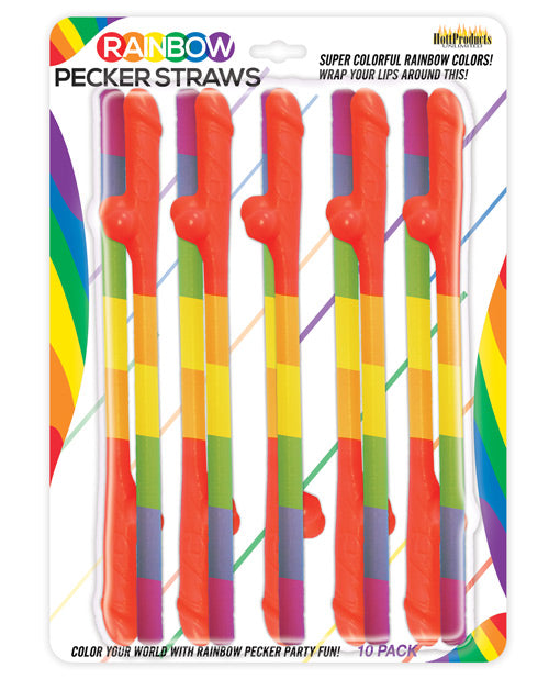 Rainbow Pecker Straws Pack Of 10 - LUST Depot
