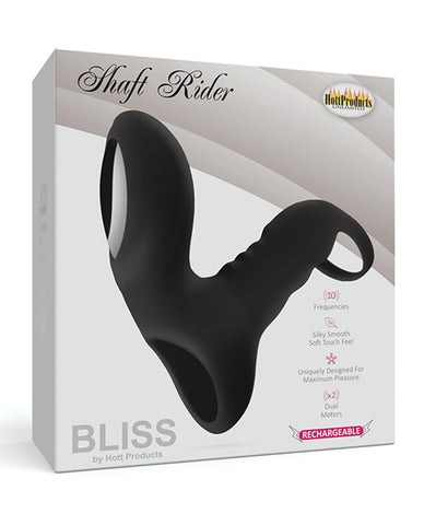 Bliss Shaft Rider Vibrating Cock Ring Sleeve - Black - LUST Depot