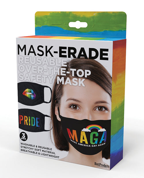 Hott Products Maskerade Masks - Pride-gay Again- Rainbow Kiss Pack Of 3 - LUST Depot