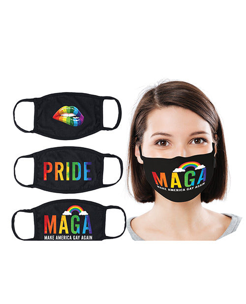 Hott Products Maskerade Masks - Pride-gay Again- Rainbow Kiss Pack Of 3 - LUST Depot