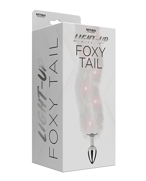 Foxy Tail Light Up Faux Fur Butt Plug - White - LUST Depot