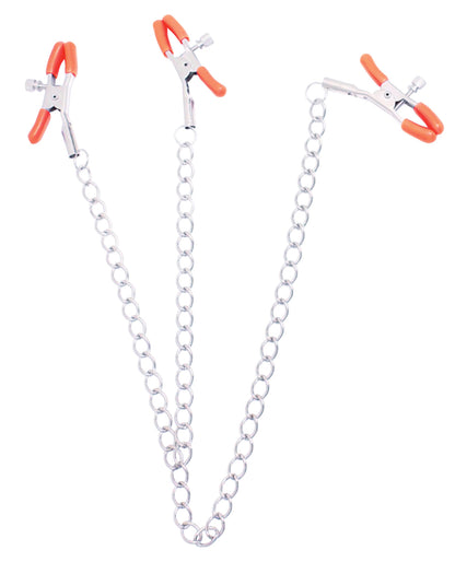 The 9's Orange Is The New Black Triple Your Pleasure Clamps & Chain - LUST Depot