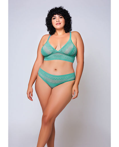 Geometric Lace Bralette & Hipster Teal 1x - LUST Depot