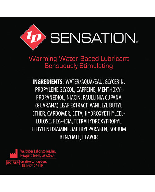 No Eta Id Sensation Waterbased Warming Lubricant - 12 Ml Tube - LUST Depot