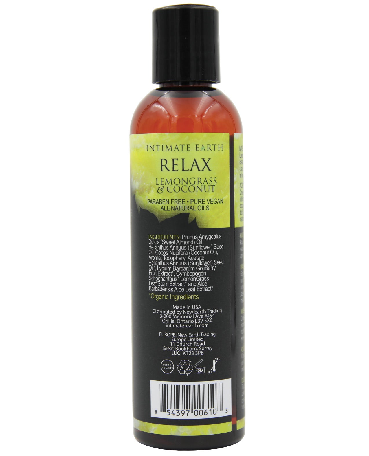 Intimate Earth Relaxing Massage Oil - 120 Ml Coconut & Lemongrass - LUST Depot