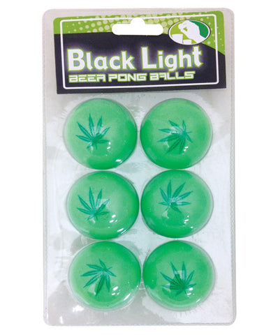 Pot Leaf Black Light Pong Balls - Green Pack Of 6 - LUST Depot