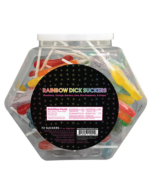 Rainbow Dick Suckers - Asst. Colors-flavors Bowl Of 72 - LUST Depot