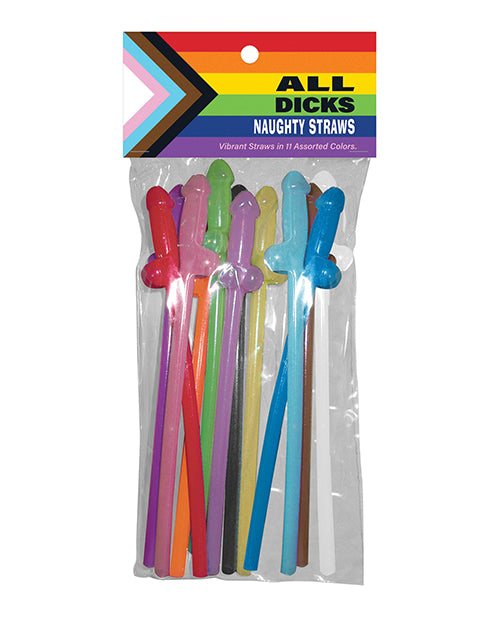 All Dicks Naughty Straws - Asst. Colors Pack Of 11 - LUST Depot