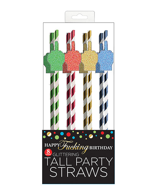Happy Fucking Birthday Tall Straws - Pack Of 8 - LUST Depot