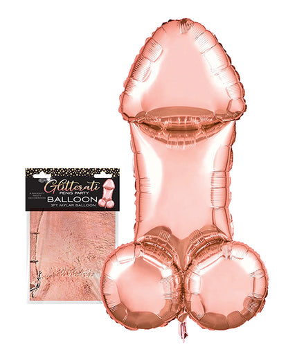 Glitterati Penis 3ft Mylar Balloon - Rose Gold - LUST Depot