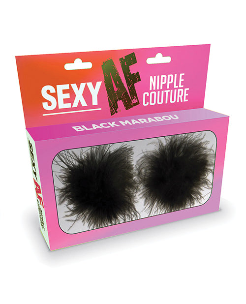 Sexy Af Nipple Couture Marabou Pastie - Black O-s - LUST Depot