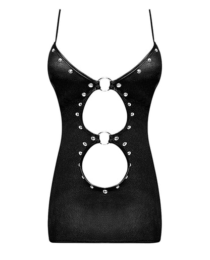 Lust Selene Keyhole Front Dress W-zipper Back & G-string Black S-m - LUST Depot