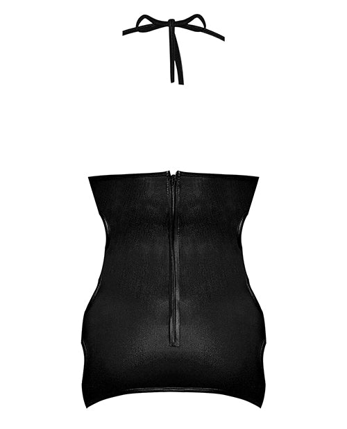 Lust Selene Keyhole Front Dress W-zipper Back & G-string Black S-m - LUST Depot