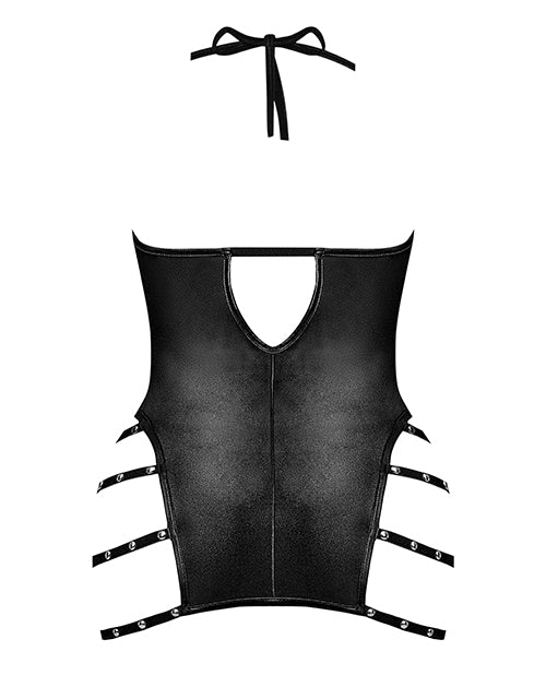 Lust Portia Mini Dress W-plush Elastic Strapping Black S-m - LUST Depot