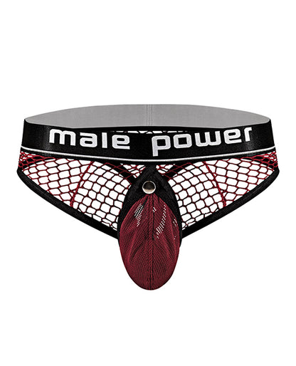 Cock Pit Fishnet Cock Ring Thong Red S-m - LUST Depot
