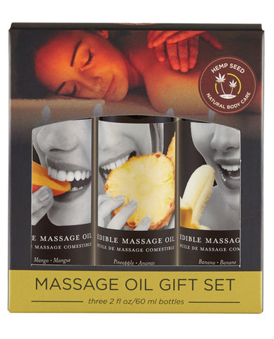 Earthly Body Edible Massage Oil Gift Set - 2 Oz Banana, Mango & Pineapple - LUST Depot