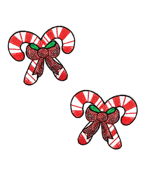 Neva Nude Sequin Candy Cane Pasties - Red-white O-s - LUST Depot