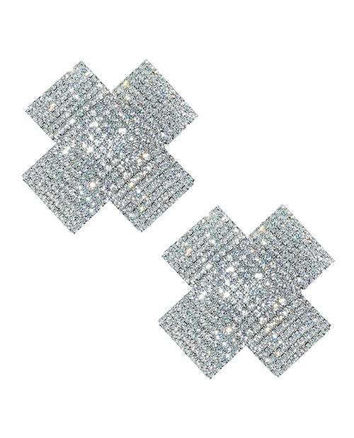 Neva Nude Cross Crystal Jewel Reusable Silicone Nipple Pasties - Clear O-s - LUST Depot