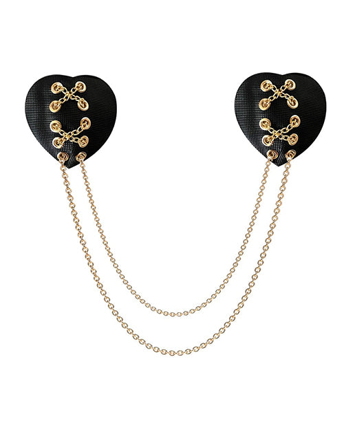Neva Nude Two Heart Chained Pasties - Black O-s - LUST Depot