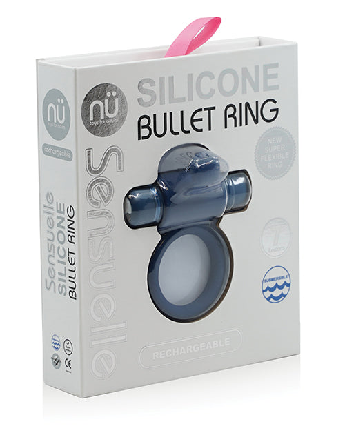 Sensuelle 7 Function Silicone Bullet Ring - Navy - LUST Depot