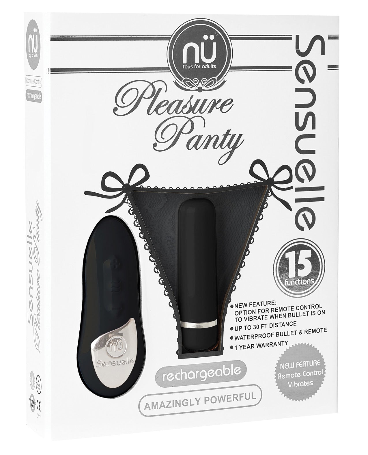 Sensuelle Pleasure Panty Bullet W-remote Control - 15 Functions Black - LUST Depot
