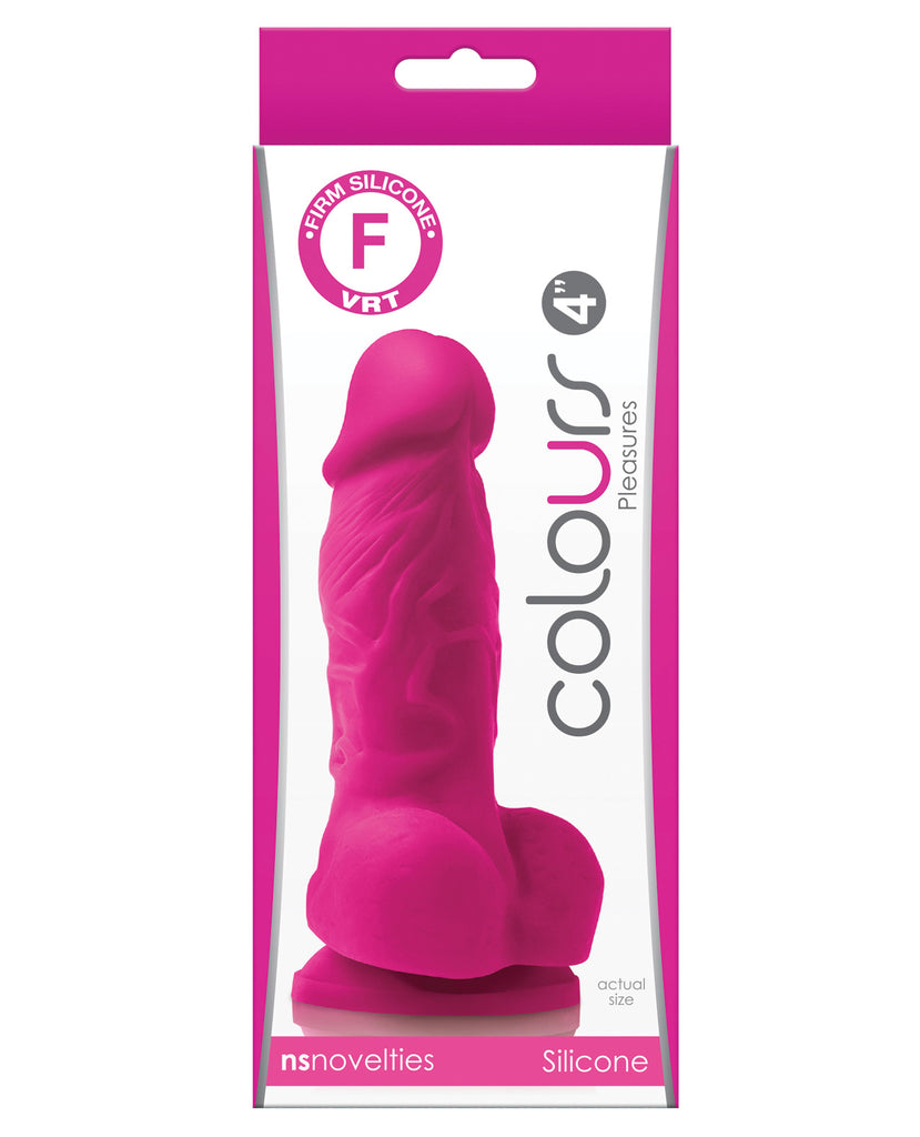 Colours Pleasures 4" Dong W-balls & Suction Cup - Pink - LUST Depot